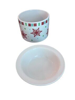 Holiday Snowflake Dip Chiller 2-Piece Serving Bowl 5.25 In 4 In Tall Christmas